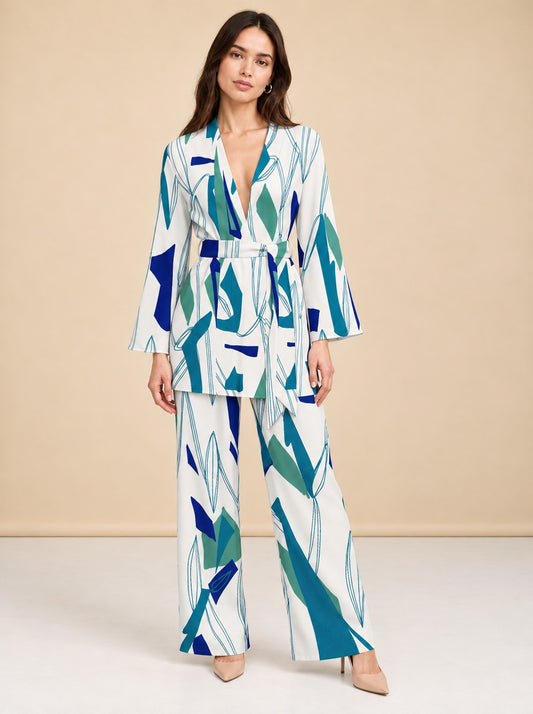 Leer Pants & Mini Kimono Set - Costa Blu