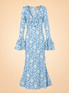 OTM Exclusive: Shellona Dress in Blue Floral ghost_front
