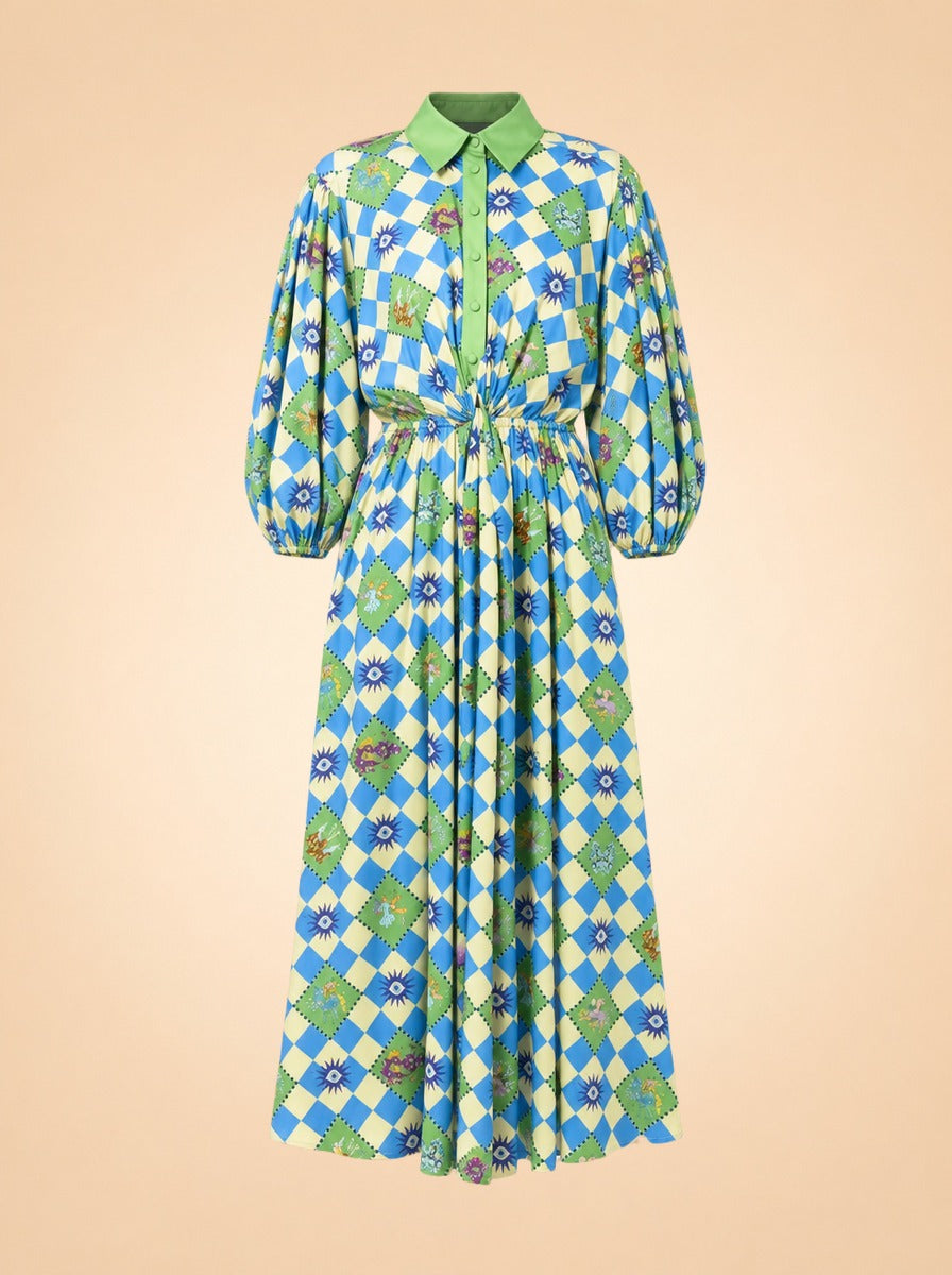 Lou Twisted Linen Midi Shirt Dress — ghost front