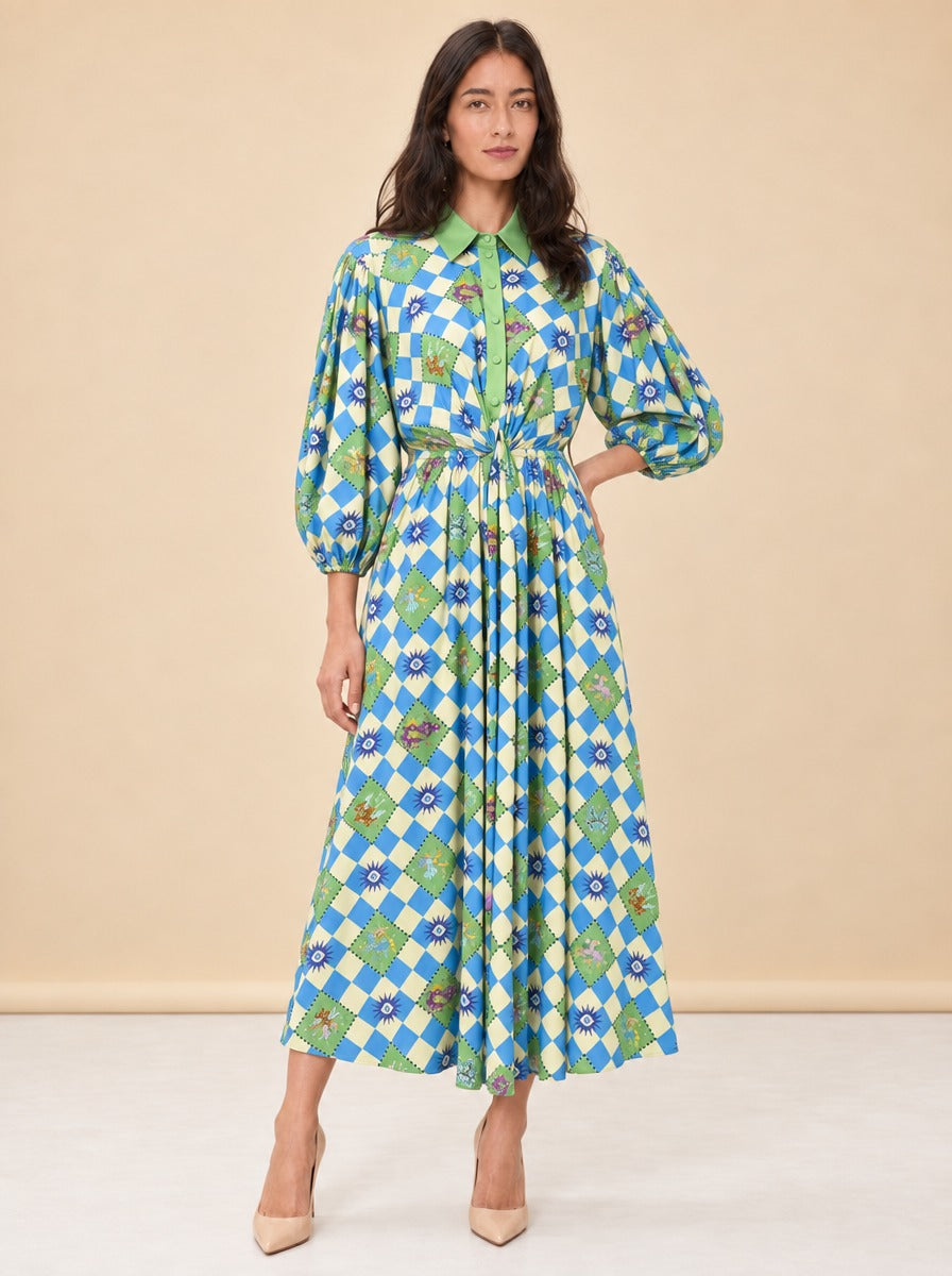 Lou Twisted Linen Midi Shirt Dress — model front 3