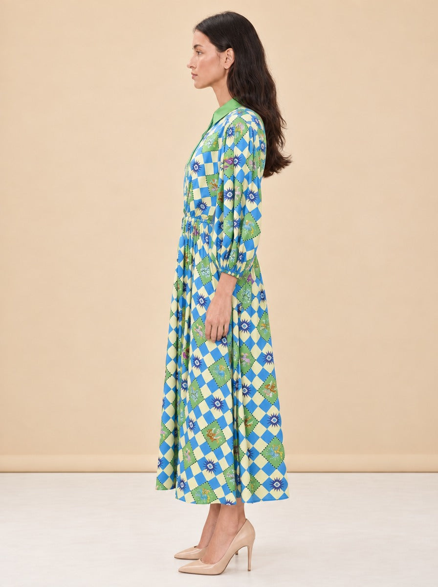 Lou Twisted Linen Midi Shirt Dress — model side