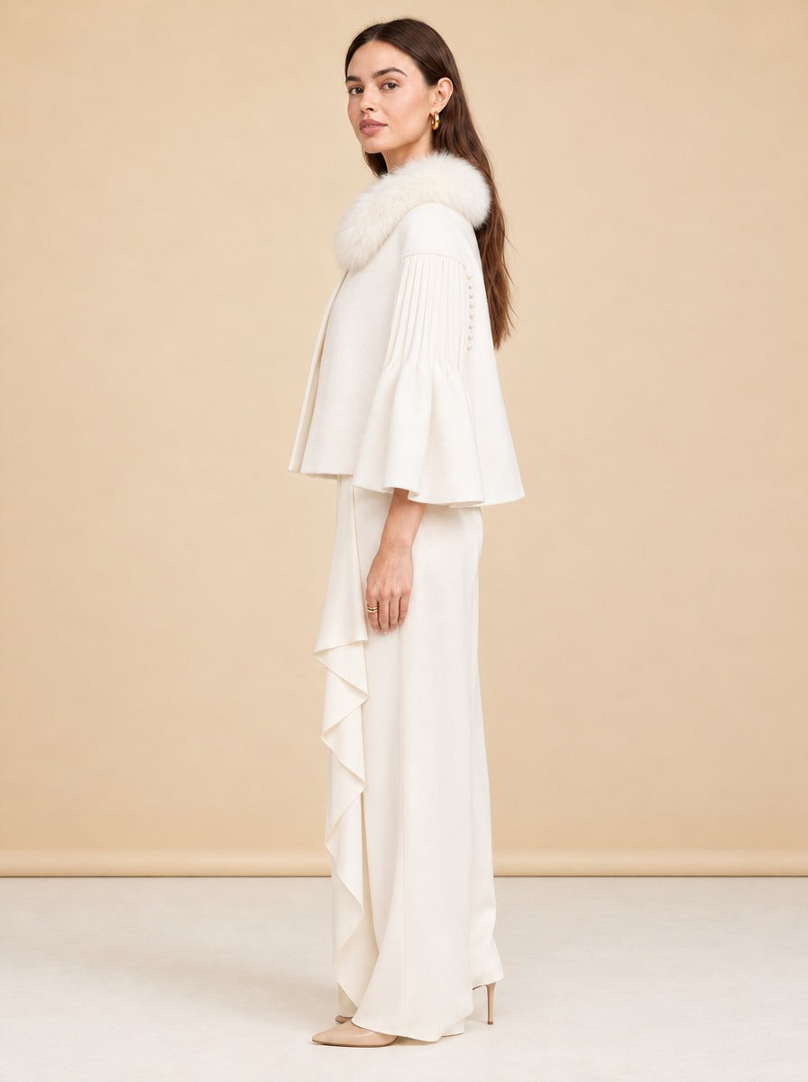 Short Embroidery Caplet model_side