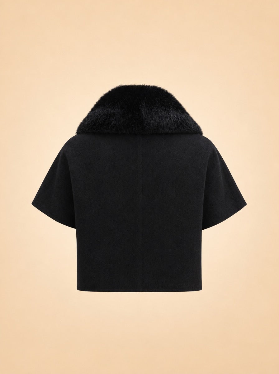 Short-sleeve Jacket with Fur Collar ghost_back
