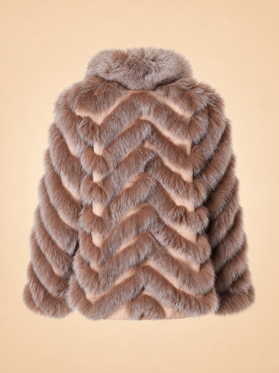 Silk Reversible Genuine Fur Coat ghost_back