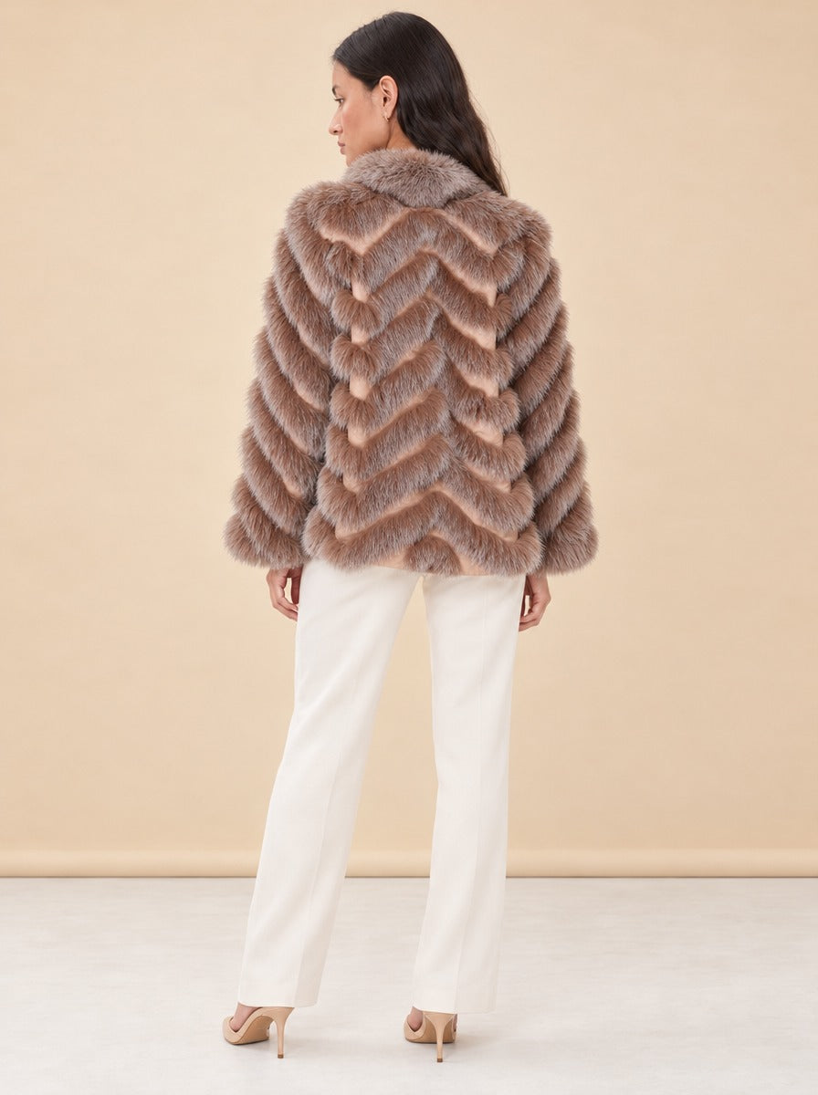 Silk Reversible Genuine Fur Coat model_back