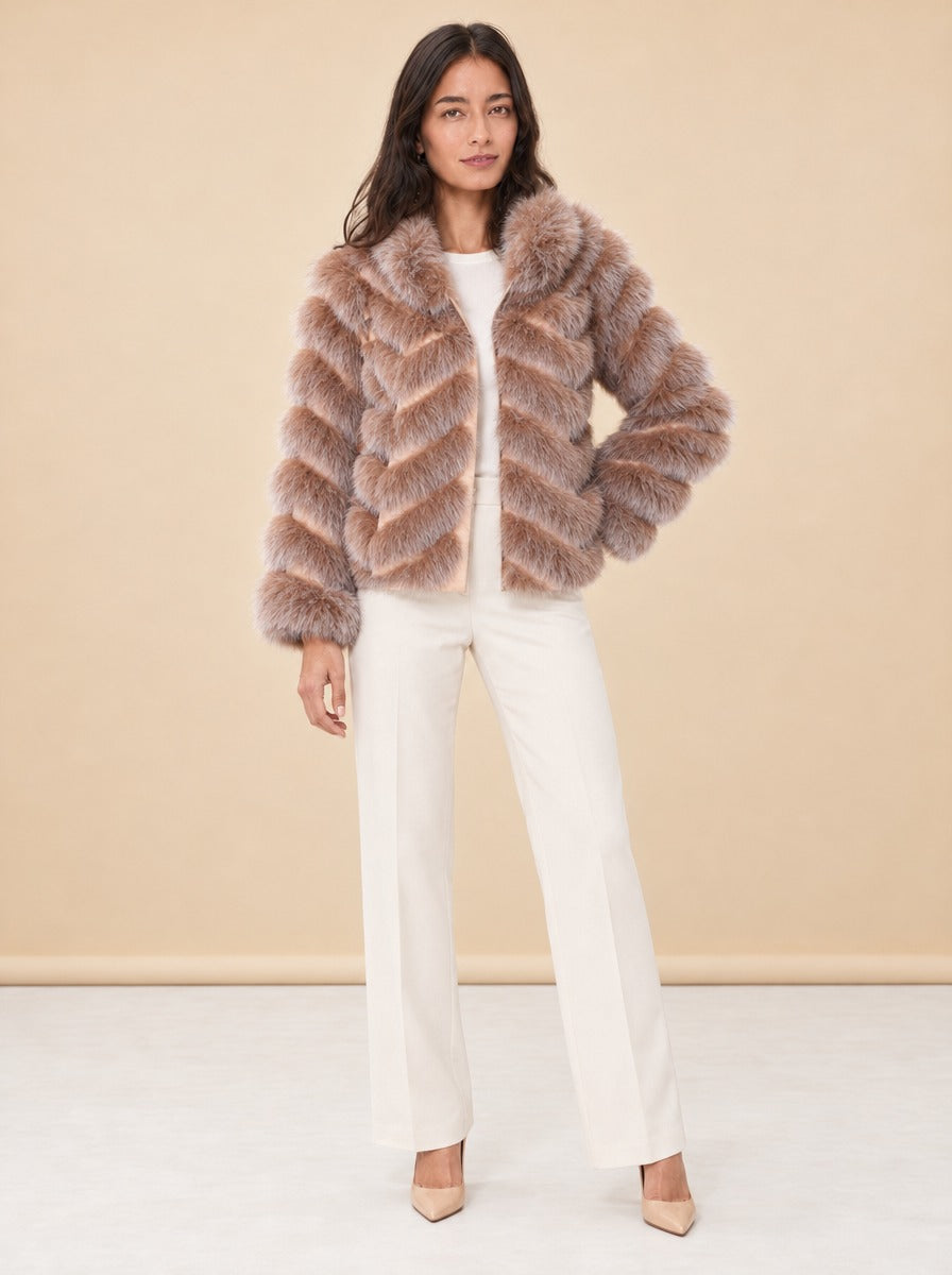 Silk Reversible Genuine Fur Coat model_front_3