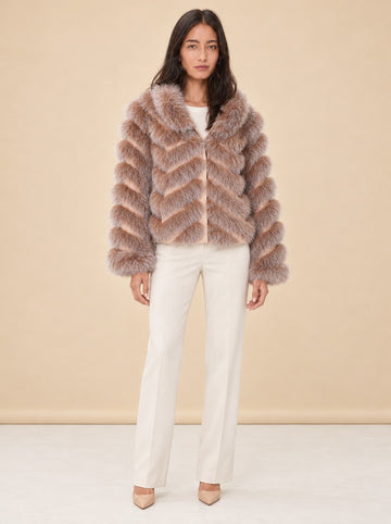 Silk Reversible Genuine Fur Coat model_front