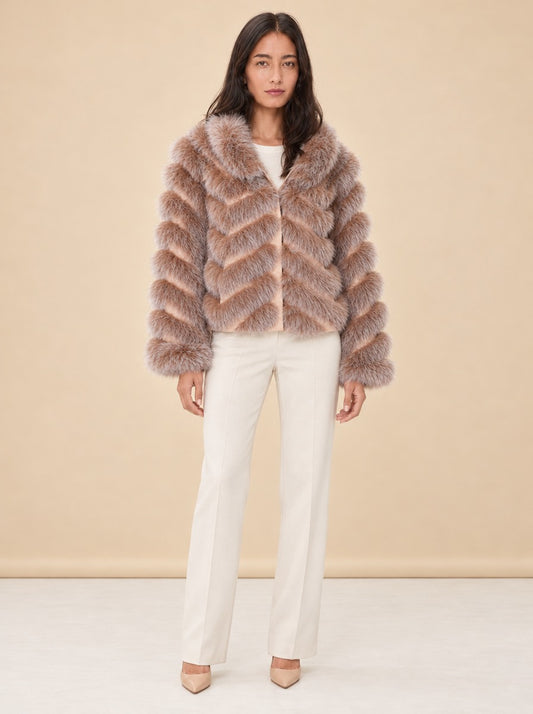 Silk Reversible Genuine Fur Coat model_front