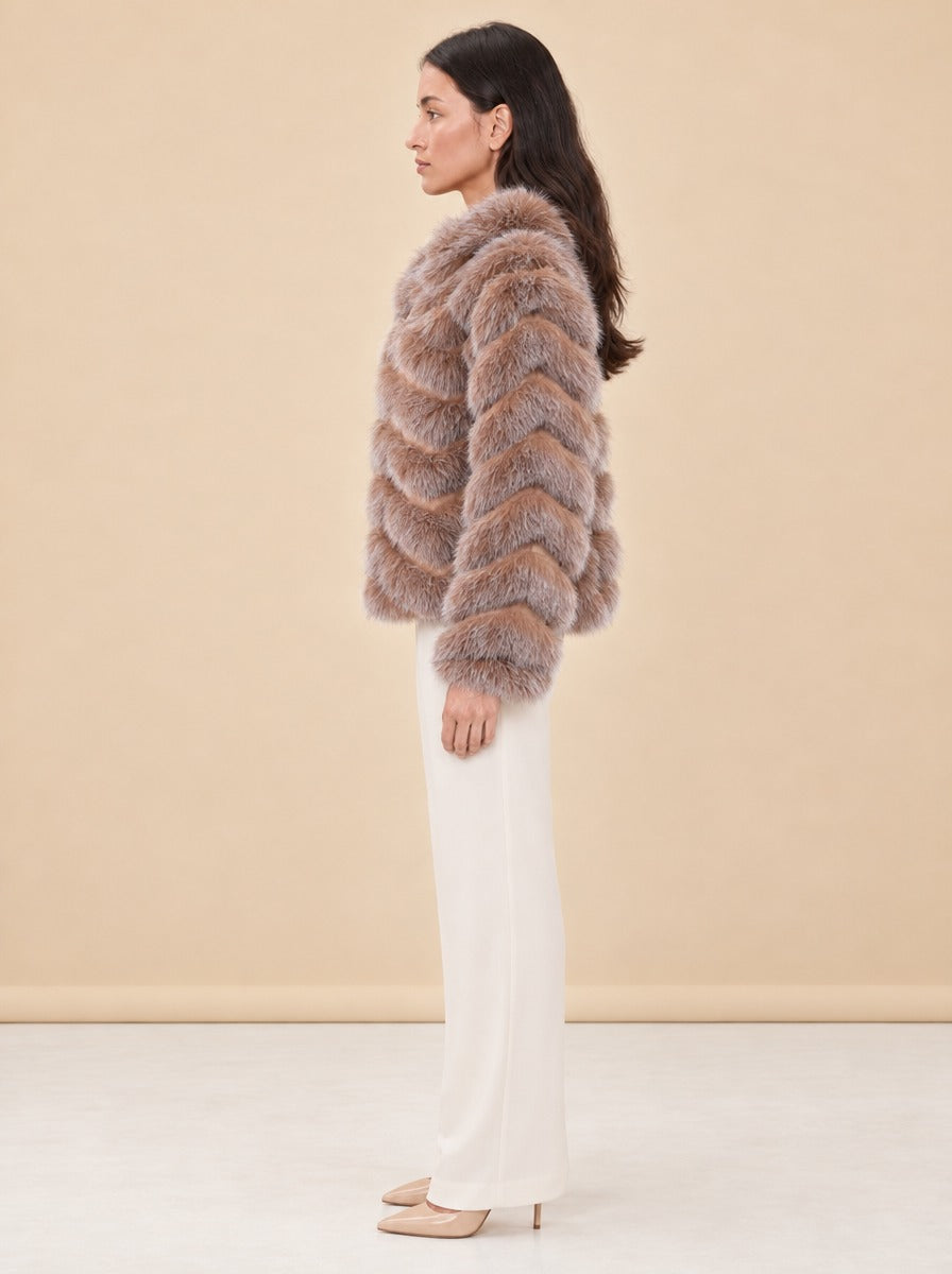 Silk Reversible Genuine Fur Coat model_side