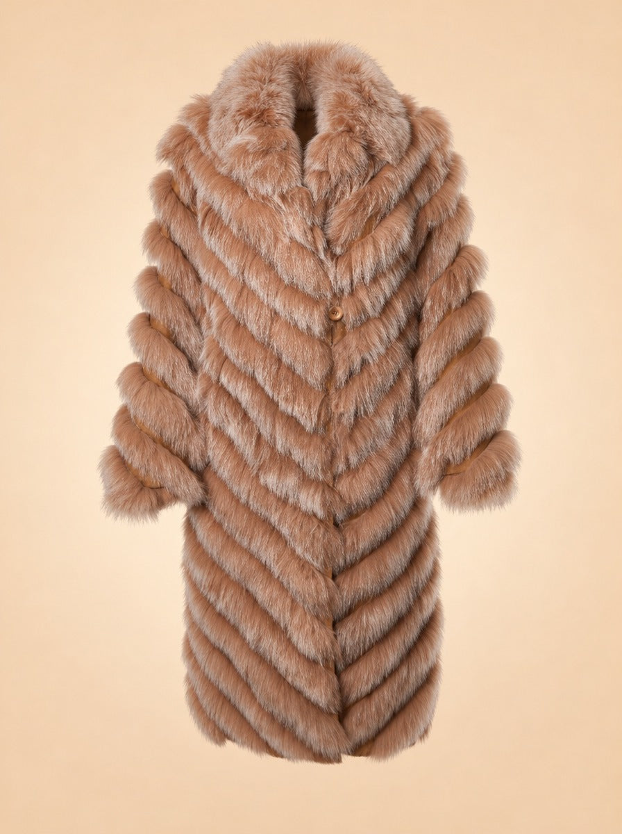 Silk Reversible Long Fur Coat ghost_front