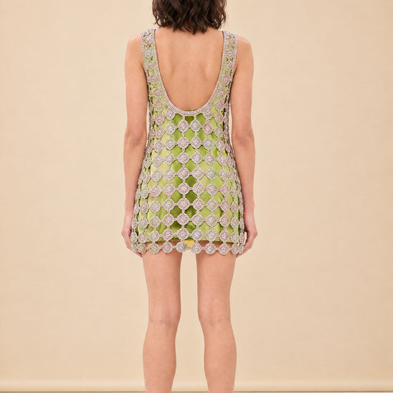 Sina Crochet Mini Dress model_back