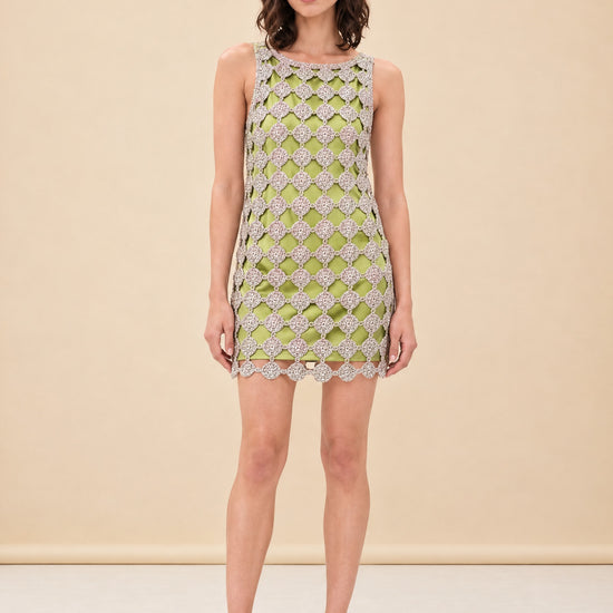 Sina Crochet Mini Dress model_front
