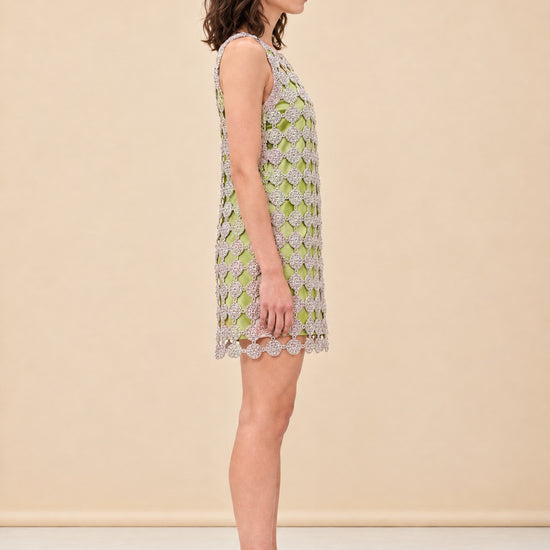 Sina Crochet Mini Dress model_side