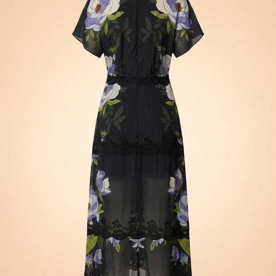 Soft Garden Black Laces Short Sleeve Maxi Dress