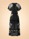 Soft Garden Black Laces Short Sleeve Maxi Dress