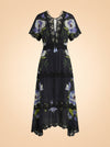 Soft Garden Black Laces Short Sleeve Maxi Dress