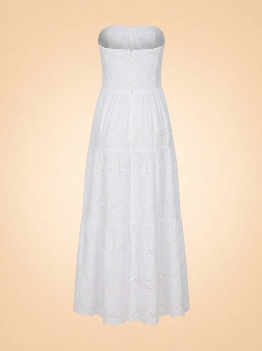 Sophie Broderie Anglaise Cotton Maxi Dress - back (flat)
