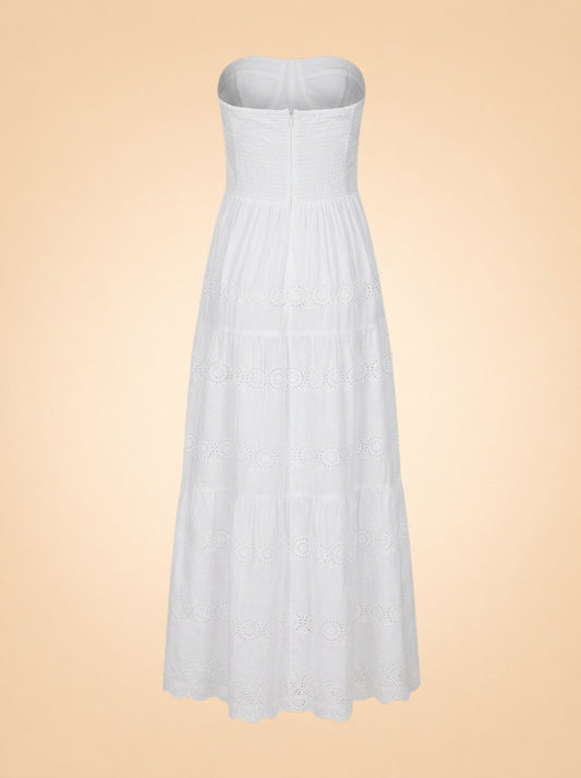 Sophie Broderie Anglaise Cotton Maxi Dress - back (flat)