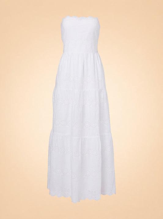 Sophie Broderie Anglaise Cotton Maxi Dress - front (flat)