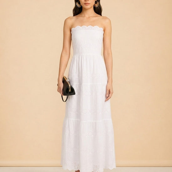 Sophie Broderie Anglaise Cotton Maxi Dress - front