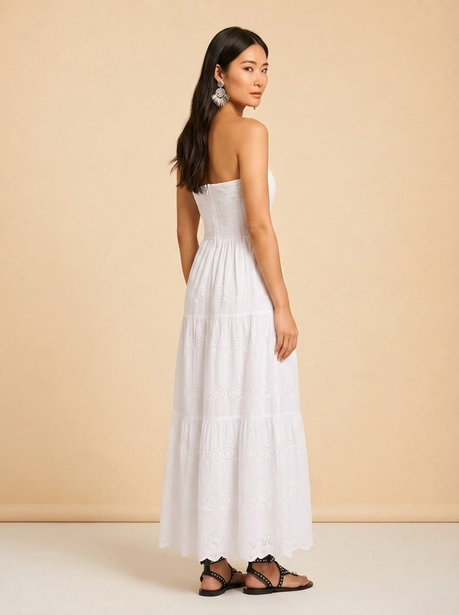 Sophie Broderie Anglaise Cotton Maxi Dress - detail