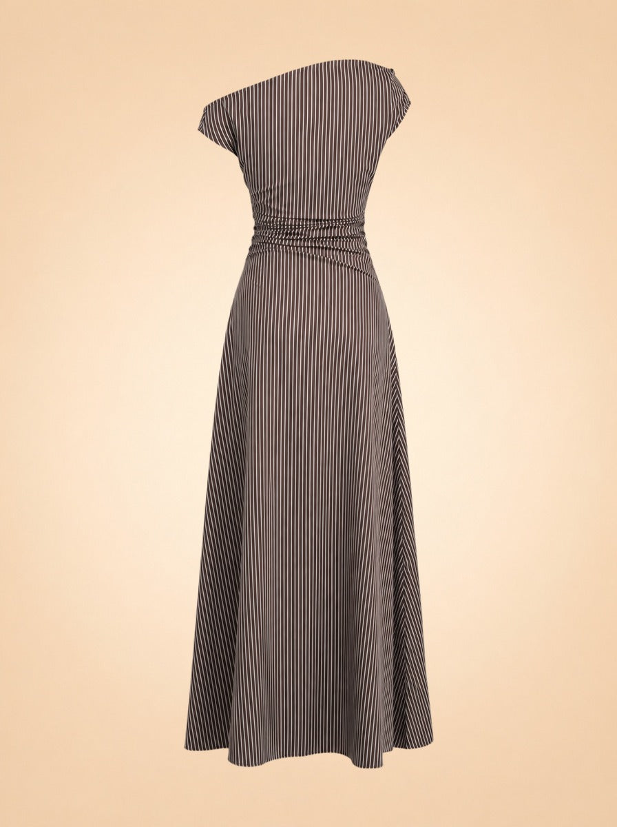 Phare Stripe Off-Shoulder Maxi Dress — ghost back