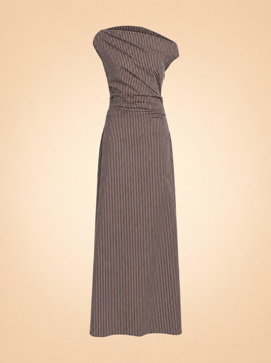 Phare Stripe Off-Shoulder Maxi Dress — ghost front