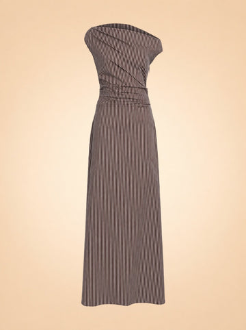 Phare Stripe Off-Shoulder Maxi Dress — ghost front