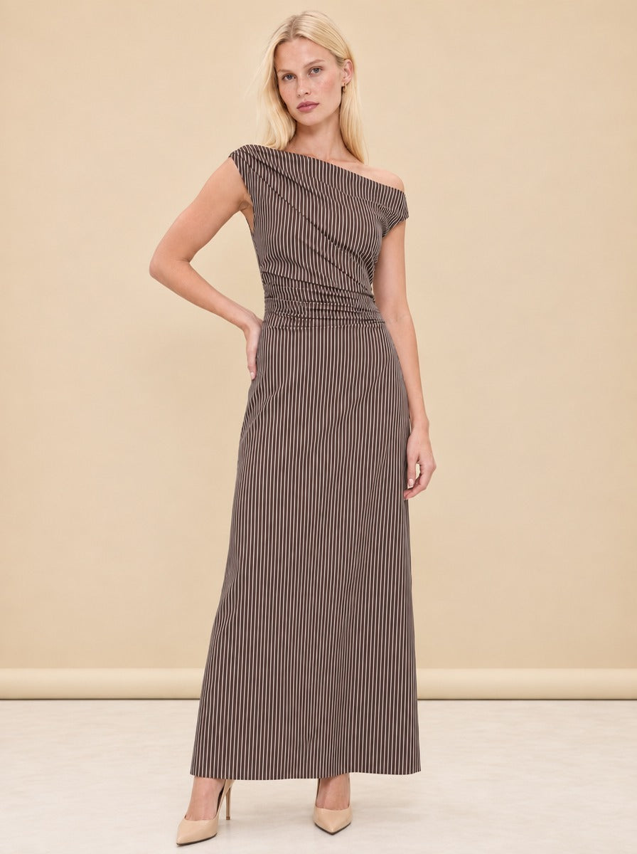 Phare Stripe Off-Shoulder Maxi Dress — model front 3