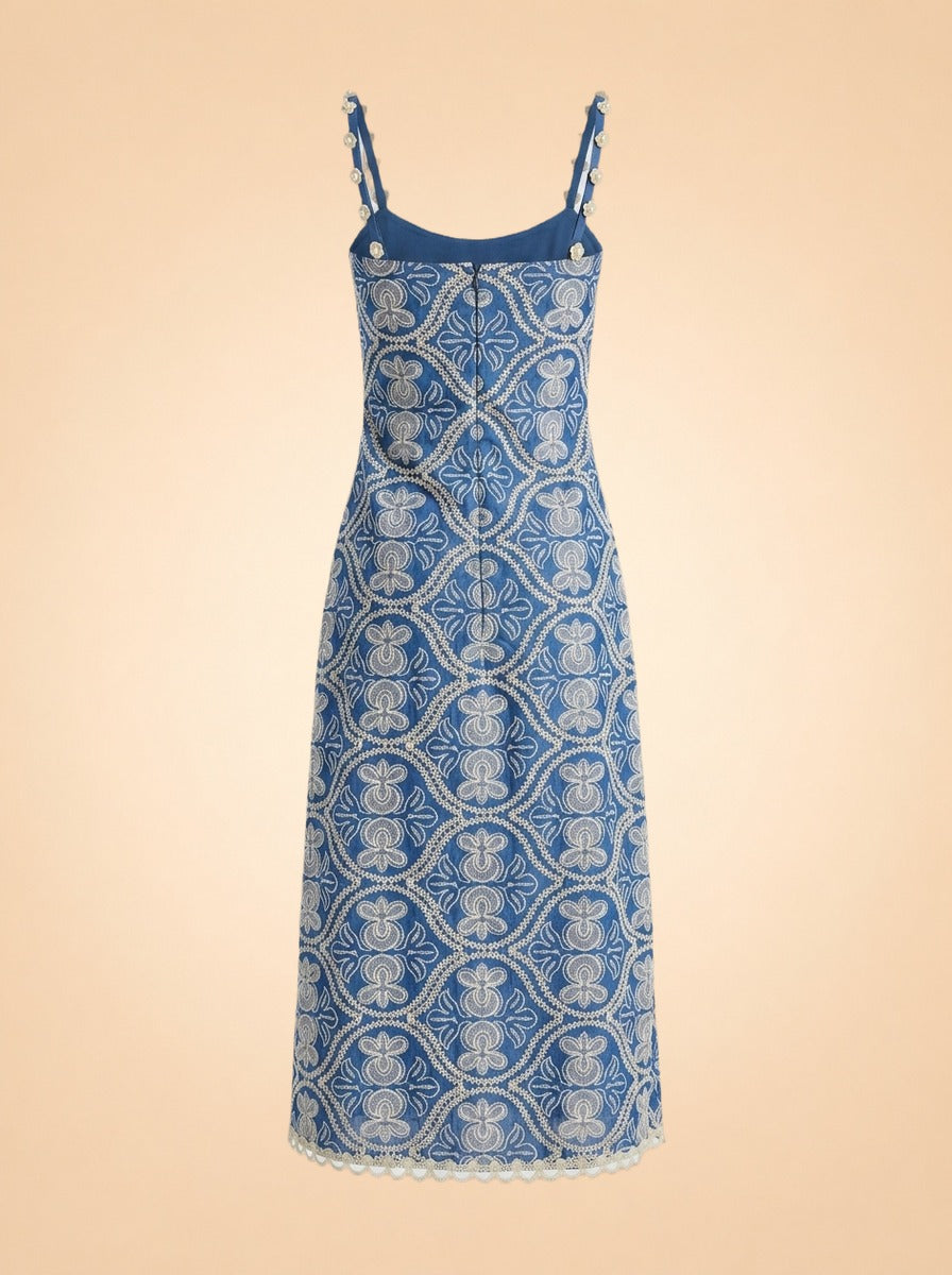 Stella Embroidered Dress ghost_back