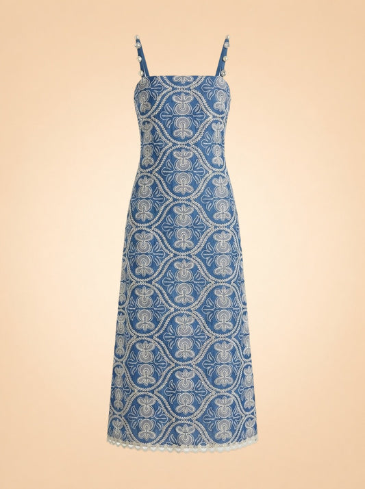 Stella Embroidered Dress ghost_front