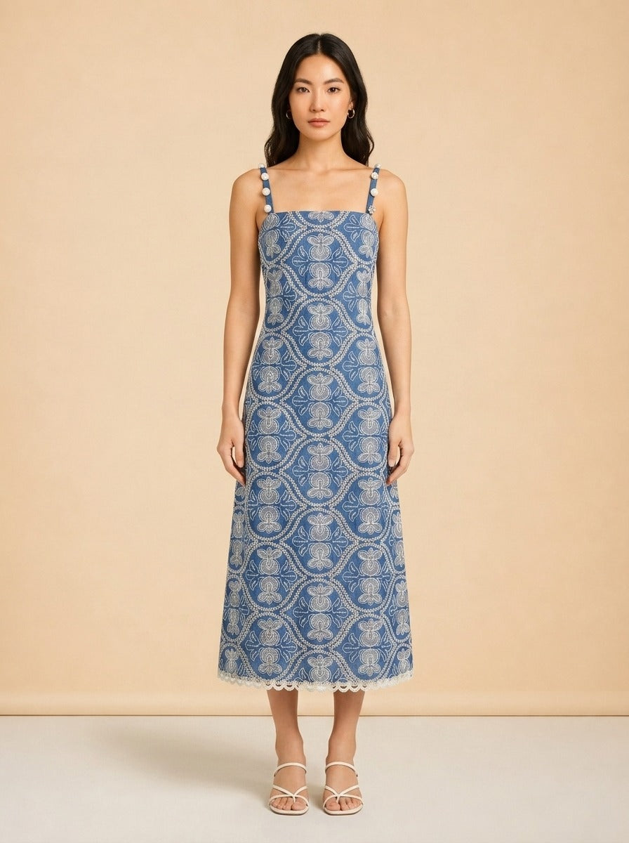 Stella Embroidered Dress model_front