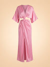 Stevie Pleated Cross-Over Maxi Dress - Pink - front (flat)