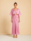 Stevie Pleated Cross-Over Maxi Dress - Pink - front