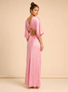 Stevie Pleated Cross-Over Maxi Dress - Pink - detail