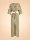 Stevie Pleated Cross-Over Maxi Dress