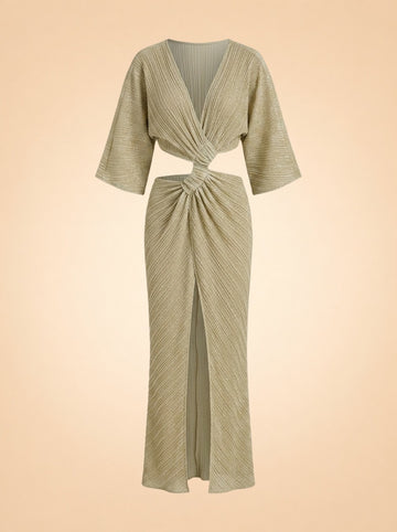 Stevie Pleated Cross-Over Maxi Dress
