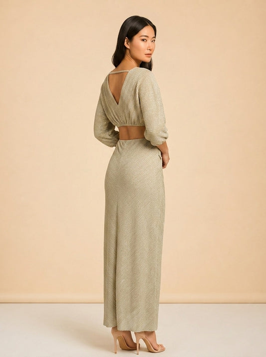 Stevie Pleated Cross-Over Maxi Dress
