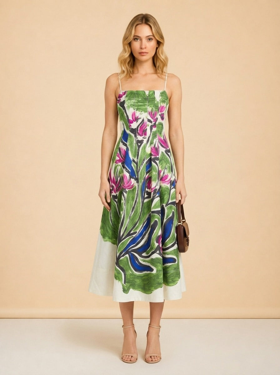 Aje Strapless Floral Mini Dress — on model, front