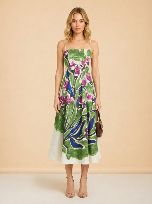Aje Strapless Floral Mini Dress — on model, front