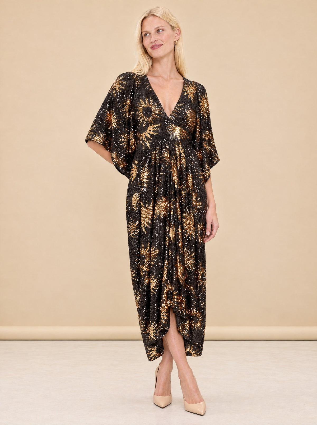 Women's Sunny Mood Sequin Midi-Dress model_front_3