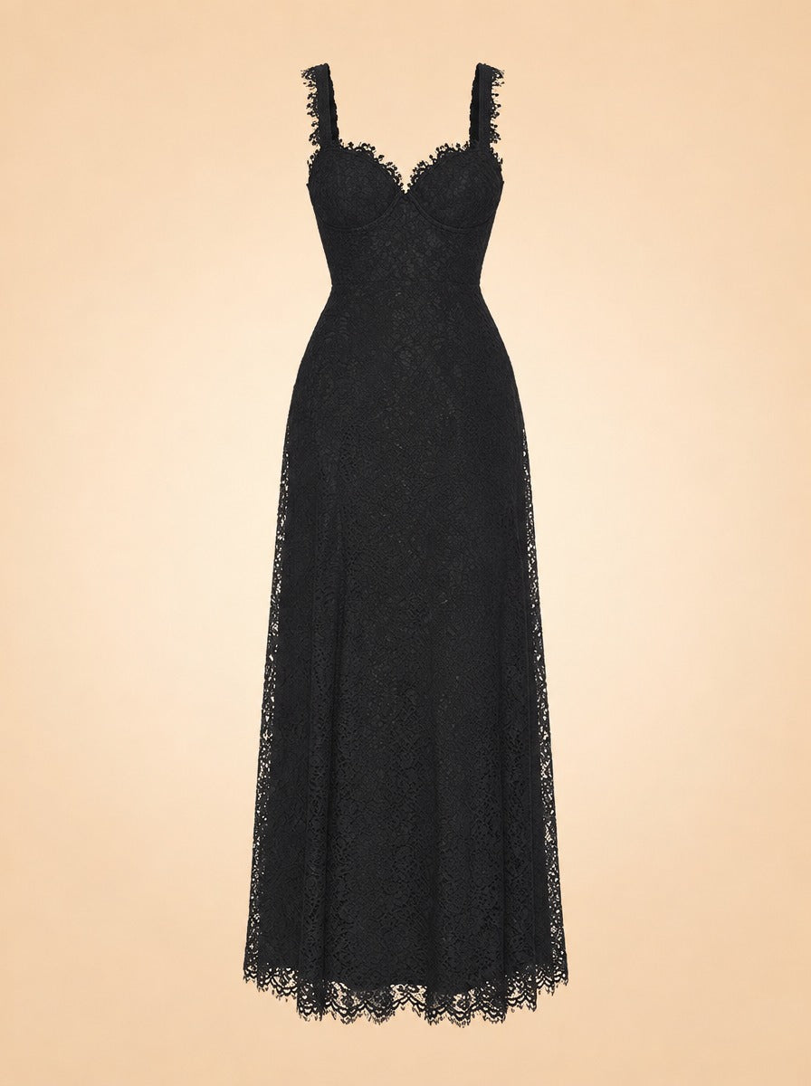 Sutton Lace Bustier Maxi Dress — ghost front