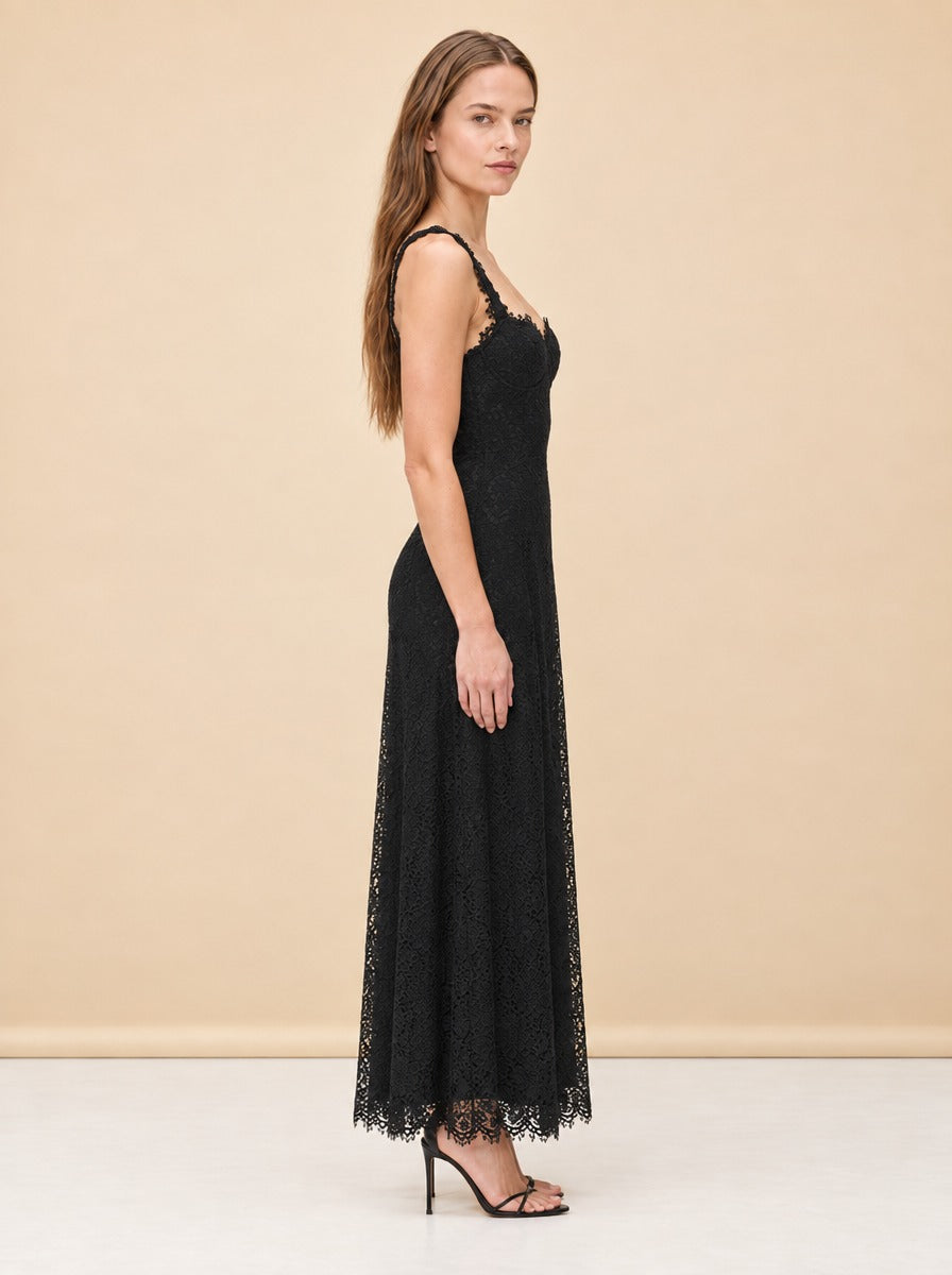 Sutton Lace Bustier Maxi Dress — model side