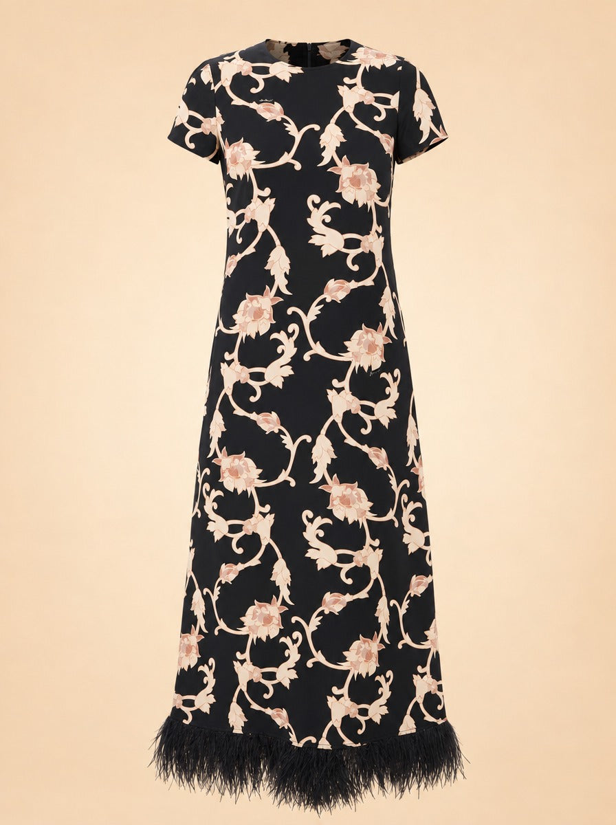 Swing Dress with Feathers ghost_front