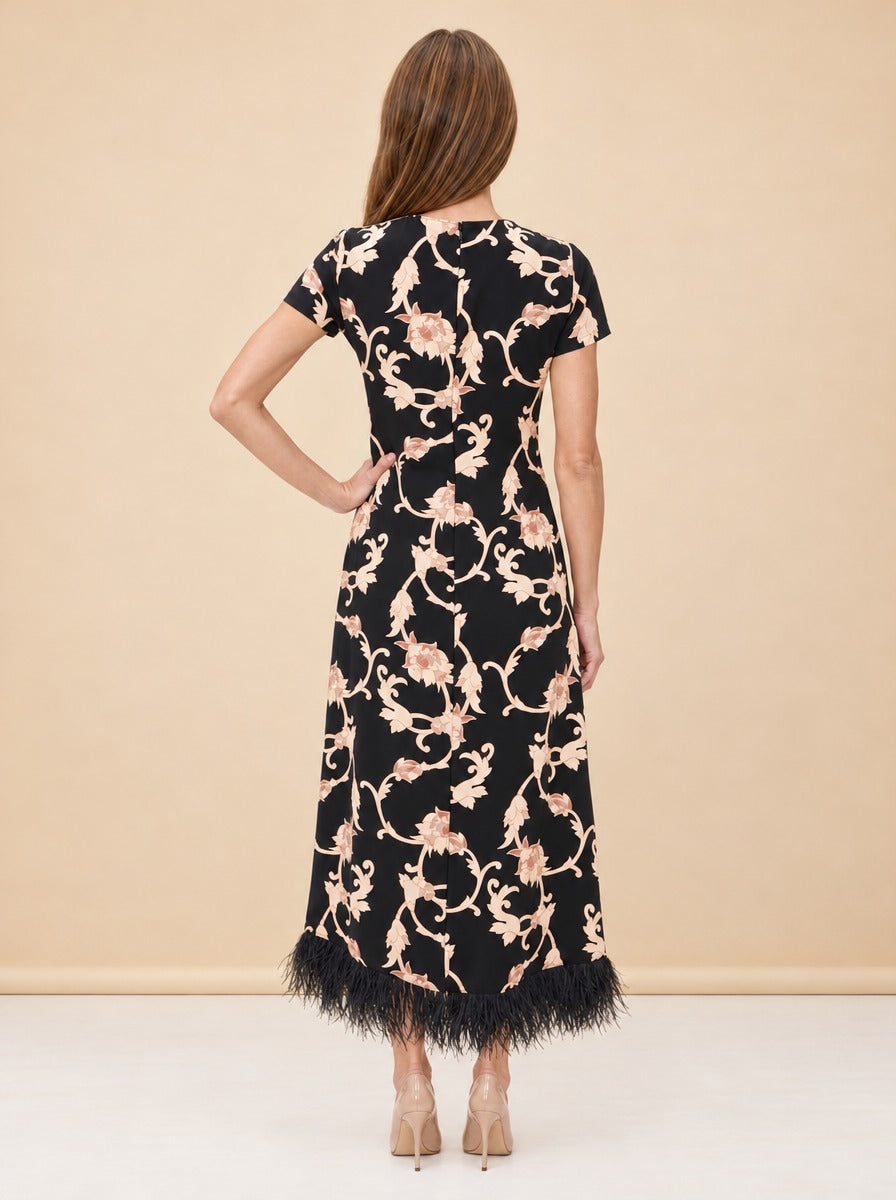Swing Dress with Feathers model_back