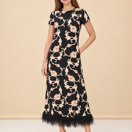 Swing Dress with Feathers model_front