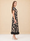 Swing Dress with Feathers model_side