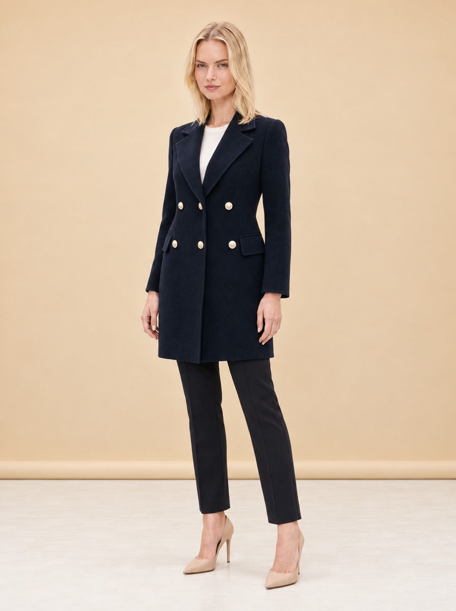 Tailored Golden Button Cashmere Blazer model_front_3