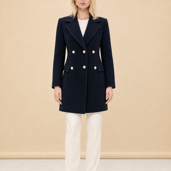 Tailored Golden Button Cashmere Blazer model_front