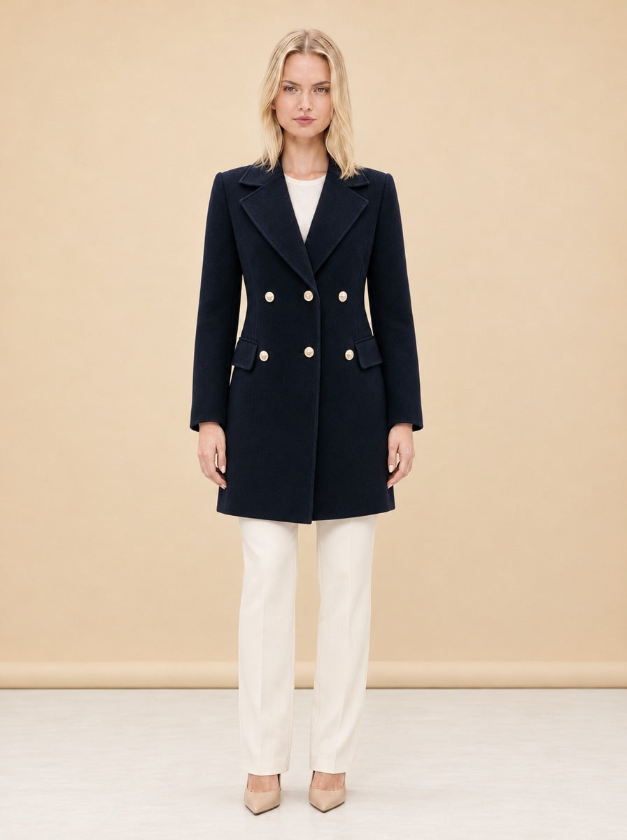 Tailored Golden Button Cashmere Blazer model_front